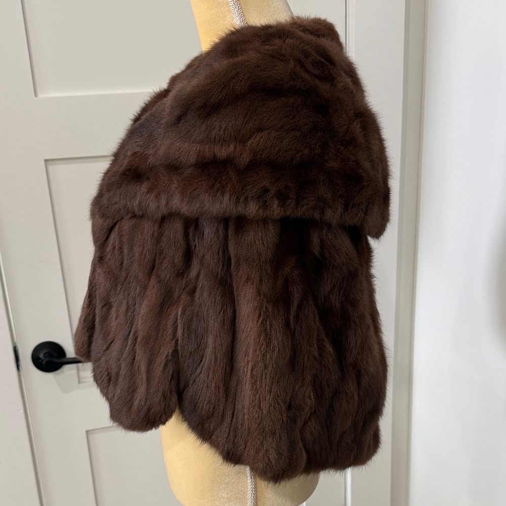 Vintage Brown Fur Jacket Shawl Robinson’s California - Picture 3 of 12
